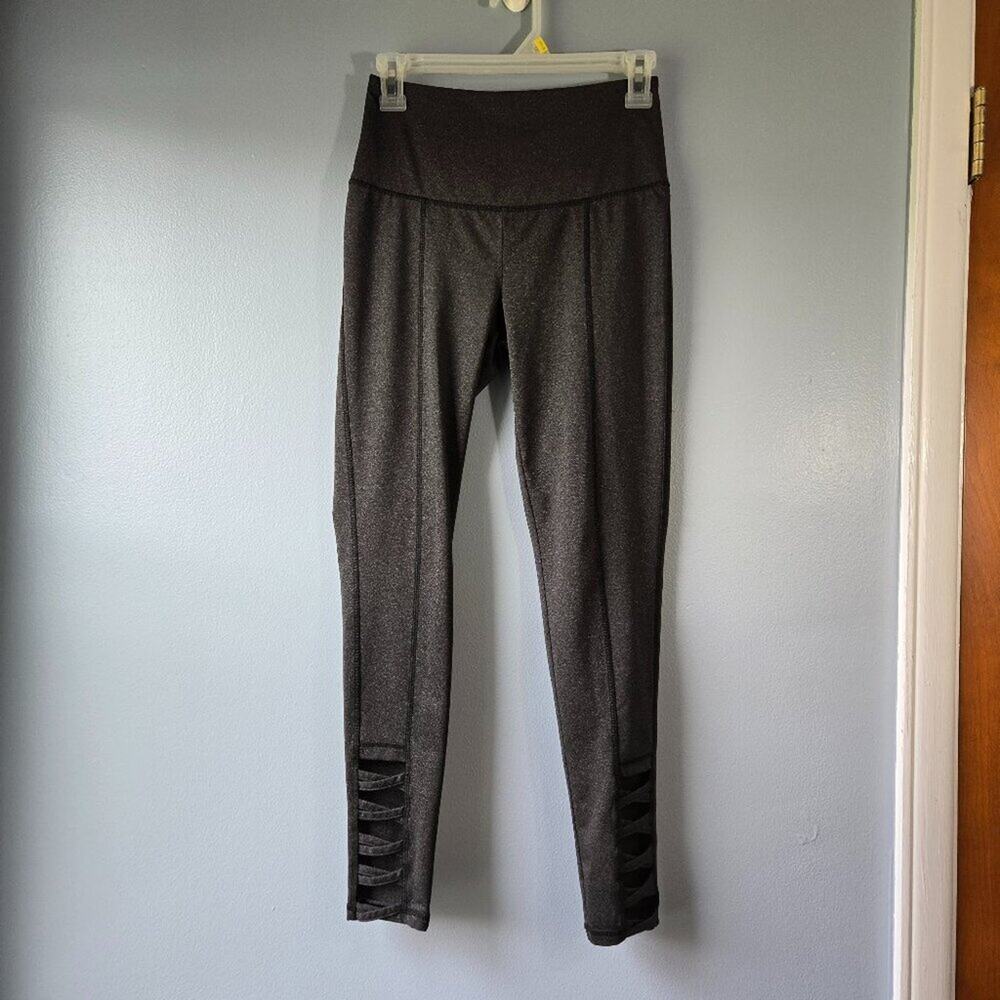 CRIS Cross Leggings Lattice Cutouts Ankle Length Stretchy Women's Yoga Pants